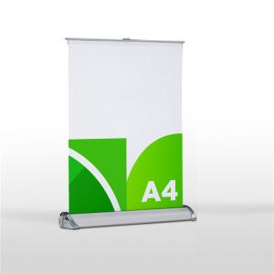 100% Aluminium Portable retractable mini A3 A4 table roll up banner stand/mini desktop rollup stand displays