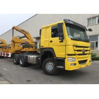 China Yellow 40ft Truck Mounted Crane 3 Axle Self Loading Container Truck Trailer on sale