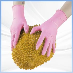 China Pink Industrial Household Nitrile Gloves Antibacterial Nitrile Examination Gloves supplier