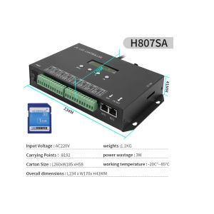 China DMX512 Contrôleur LED SPI programmable H807SA 8192 pixels Pour DMX512 WS2811 WS2812B WS2815 APA102 bande à LED supplier