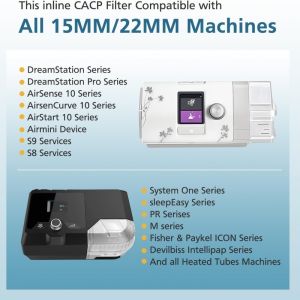 Universal CPAP Inline Filter for CPAP and BiPAP Machines, Compatible with ResMed & Dreamstation Size 22mm & 25mm CPAP Tube