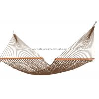 China Soft Spun Deluxe Polyester Rope Hammock , Extra Wide Brown Portable Mesh Hammock on sale