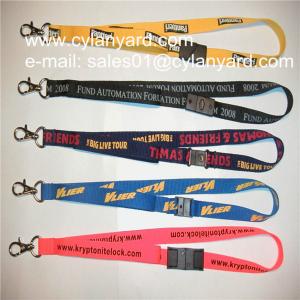 Printed polyester lanyard with safety breakaway buckle,