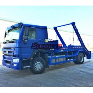4x2 HOWO 10m3 / 12m3 Swing Arm Garbage Truck , Skip Loader Garbage Collection Truck