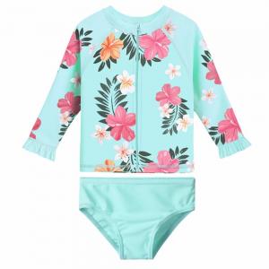 Recycled Polyamide Toddler Girl Bathing Suits / Rashguard Set UPF50+ Baby Bathing Suit