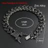 China Fashion Jewelry Gun Metal Black Color 13.5mm Iced Out Rhinestone Curb Cuban Chain Bracelets For Men Women Gifts wholesale