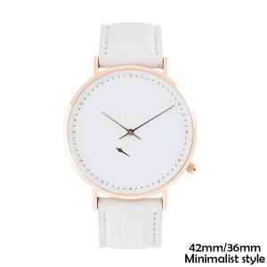China White Leather Wrist Watch Stainless Steel Mens Leather Strap Watches supplier