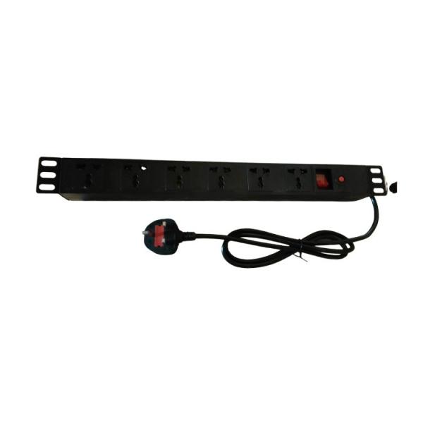 16A Rated Current Black PDU 6 Ways Universal Style Switch 2m Wire with Customize Plug
