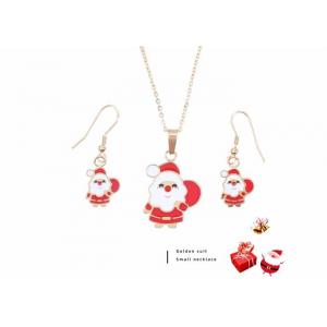 China Father Santa Claus gift package necklace set earrings stainless steel sweater chain Christmas small gift wholesale supplier