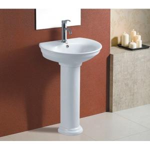 Bathroom suite floor standing pedestal wash basin