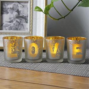 China Electroplated Matte Glass Candle Holders With Morden Pattern wholesale