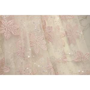 Tulle Bridal Lace Fabrics , DTM Light Pink Lace Fabric 10yds Long