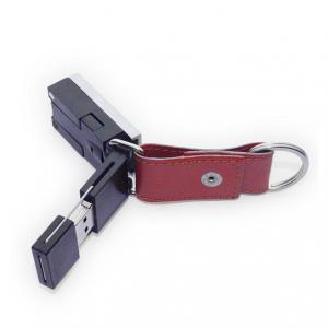 China New Leather Keychain USB Flash Drives 4GB 8GB with Logo-printing supplier