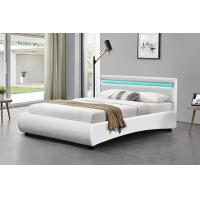 China OEM White Pu Leather Bed Frame With LED Light Curve Shape on sale