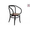 Natural Rattan Dining Chairs Black Benchwood Armrest Cane Dining Chair