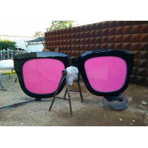 Metal Sculpture Art Giant Sunglasses Sculpture Stainless Steel With Pink Glasses