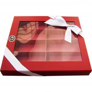 Red Rigid Apparel Boxes 2 Piece Apparel Boxes Pvc Window And Ribbion
