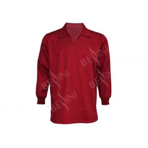 China Breathable Custom Protective Work Clothing Long Sleeve Red Color Ribbing Cuff supplier