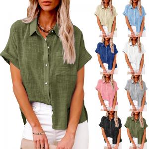 Spring Summer Men Cotton T Shirts Hemp Pocket Short Sleeved Shirt