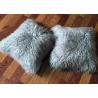 China Double Sided Sheepskin Soft Fuzzy Pillows , Real Mongolian Fur Cushions wholesale