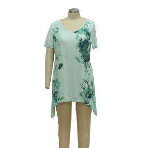 China Fitness Casual Ladies Wear Short Sleeve Crew Neck T Shirt Big Flower Printing wholesale