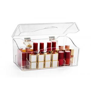 Clear Cosmetic Acrylic Display Box , Lipstick Acrylic Makeup Storage Turn Over Design