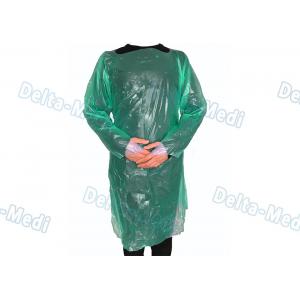 China Green CPE Disposable Plastic Gowns , Anti Liquid Long Sleeve Hospital Gowns supplier