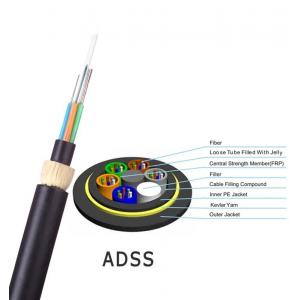 48 Cores ADSS Self Supporting Fiber Optic Cable Black Outer Sheath Color 100 Span