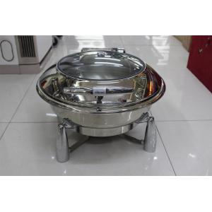 Food Pan Hydraulic Round Chafing Dish With Glass Window / Mechanical Hinge Lid Dia.36cm 6.8Ltr