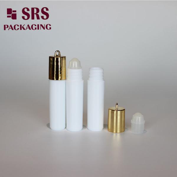 SRS empty cosmetic 5ml plastic perfume roll on bottle with gold hook cap