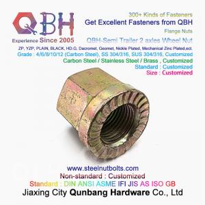 QBH Yzp Yellow Zinc Plated Plating Semi Trailer 2 Axles Serrated Flange Wheel Nut