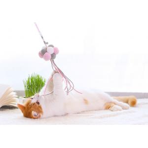 China Three Color Hair Ball Funny Cat Stick , Interactive Pet Toy Size Customized supplier