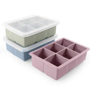 Silicone Ice Cube Trays 3 Pack With Leak Proof Removable Lid BPA Free For Cocktail Whiskey Stackable Flexible Ice