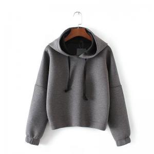 China Plaid Sport Slolid Grey Color cropped sweatshirt Hoodie Autumn for Women supplier