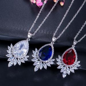 Fashion Necklace Sets Rhinestone Wedding Jewelry CZ Crystal Necklace and Earring Sets Big Wedding Jewelry Sets