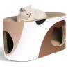 China Double Layer Cat Scratching Board Nest Corrugated Paper Curved Top Double Cat Hole Design Cat's Body Curve wholesale