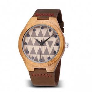China 44mm Mens Wooden Wrist Watch 1.73 Inch Engraved Wooden Watches Water Resistant supplier