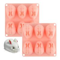 China 3D Mini Silicone Baking Mold For Mousse Cake Fondant Soap Ice Cream Chocolate Candy Rabbit Molds 6 Cavitity on sale