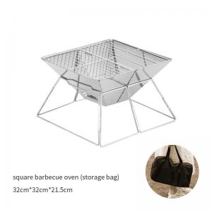 Square Outdoor Camping BBQ Stove with Stainless Steel and Folding Design