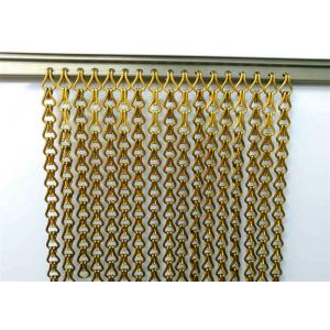 Gold Aluminum Decorative Wire Mesh 3m Width Metal Chain Fly Curtain