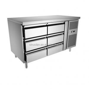 Hot Commercial Counter Fridge Freezer / 110 /220v 2 Solid Door Refrigerated Worktable Freezer For Restaurant Kitchen