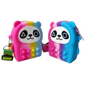 Panda Shaped Silicone Rainbow Pop It Zipper Bag MHC New Toy
