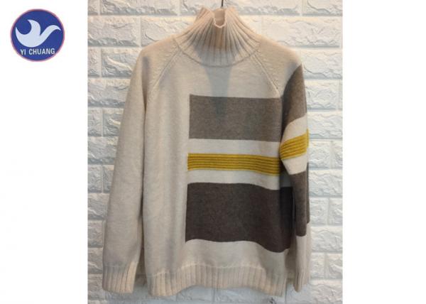 High Neck Fashion Pattern Womens Knit Pullover Sweater Thick Winter Jumper