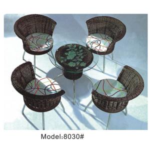 4 Armless chairs with wicker dining set -8030
