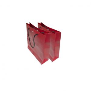 Nylon handle Custom Paper Shopping Bags Rigid Bottom Type with Glossy/Matte Lamination