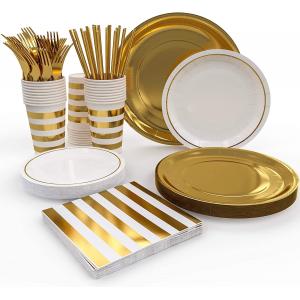 China Bridal Showers Party Gold Wedding Disposable Dinnerware Sets supplier