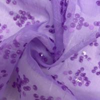 China Easy to DIY Sequins Embroidery  100%P  purple chiffon sequin fabric for dress on sale