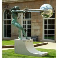 Copper Bronze Mother Earth Gaia Statue Polished Steel Globe Sculpture Life Size Naked Woman Decorative Outdoor