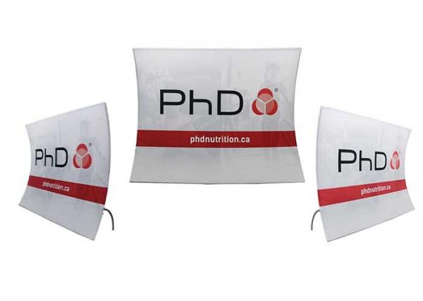 2.4m Width Fabric Pop Up Displays For Trade Show Optional Heavy Duty Base