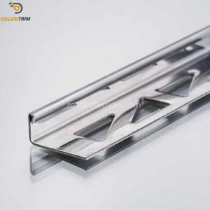 Straight Edge Stainless Steel Tile Trim 10*2500mm 8k Mirror Finish Triangle Puching Hole